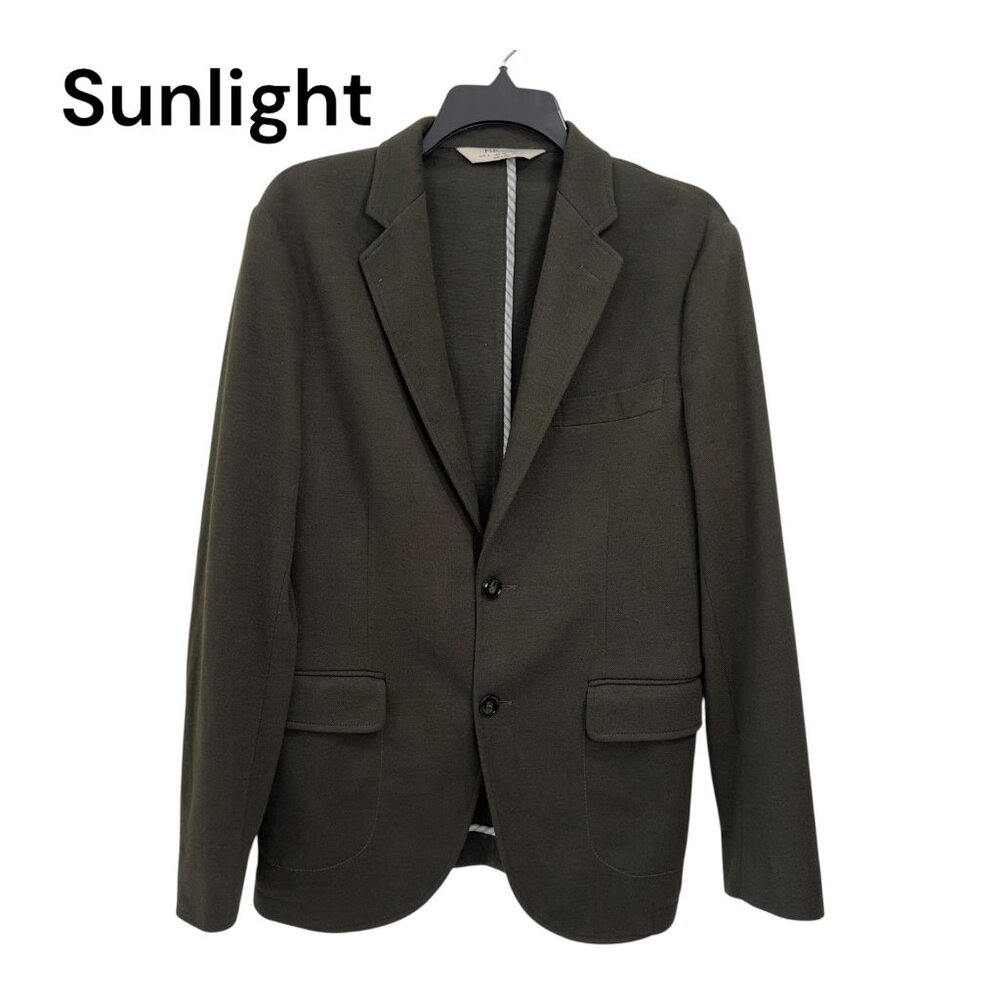 H.E. By Mango Slim Fit Mens Olive Green Blazer Ja… - image 1